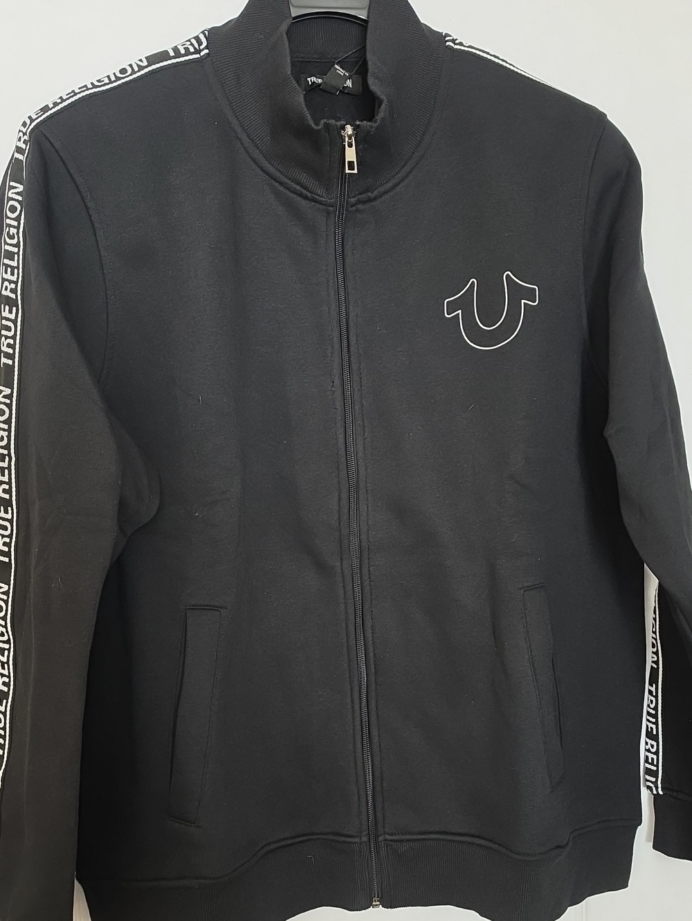 True Religion Full Zip Sweatshirt Jacket with White Logo Trim - New